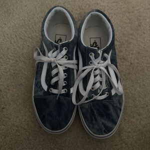 Vans Blue Denim Sneakers with White Laces